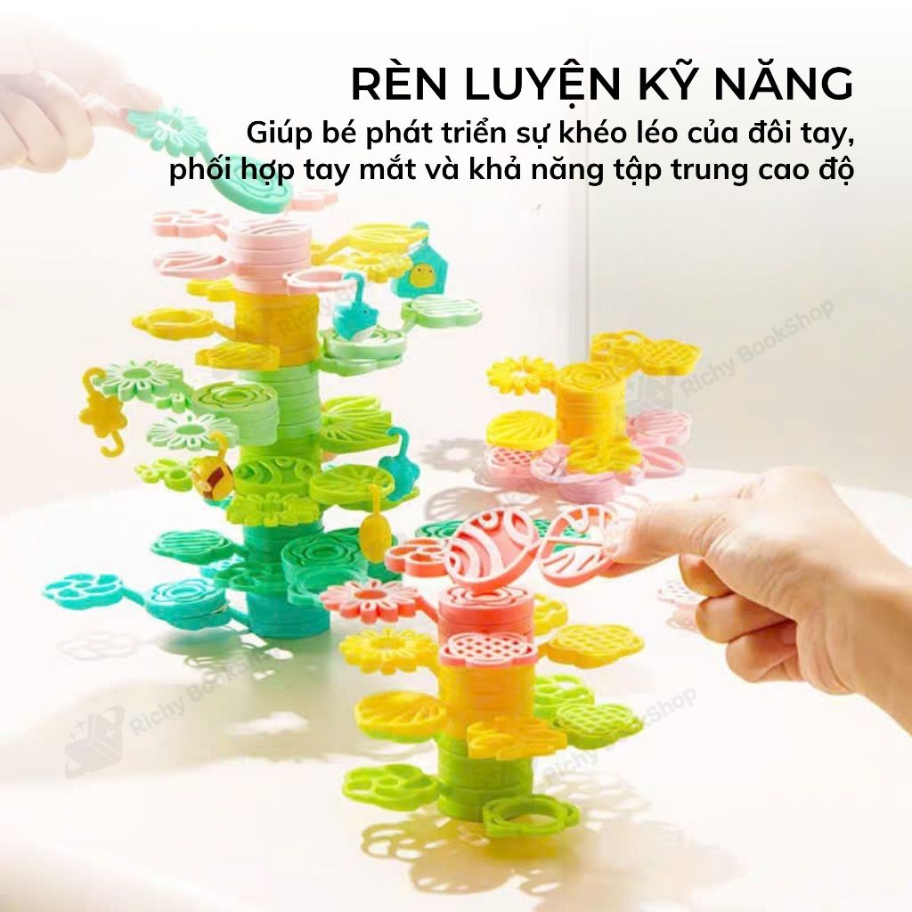 Đồ chơi xếp hình cây cân bằng, đồ chơi giáo dục Mideer Educational Balance Blocks - Strack a Tree