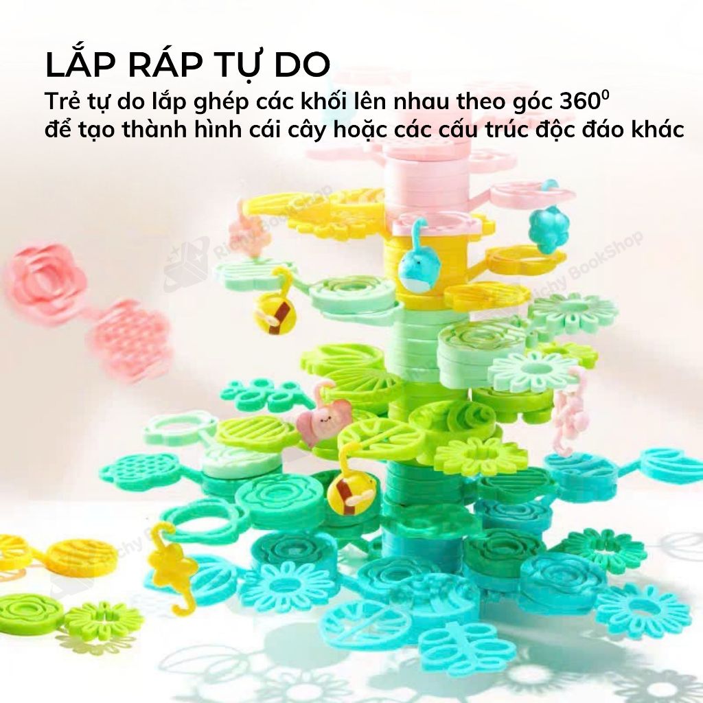 Đồ chơi xếp hình cây cân bằng, đồ chơi giáo dục Mideer Educational Balance Blocks - Strack a Tree