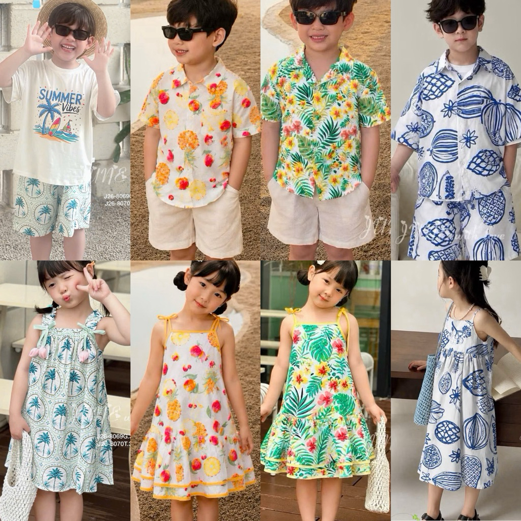 Set đồ đi biển bé trai bé gái June Sara 1-10Y (10-40kg) – đồ đôi nhiều mẫu hoạ tiết xinh, quần áo du lịch hè