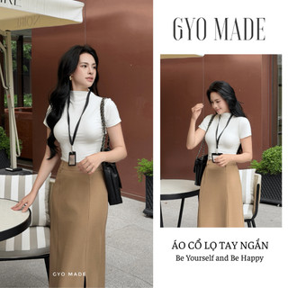 [NEW] Áo thun nữ cổ lọ GYOMADE® tay ngắn ôm body, chất thun lạnh cao cấp co giãn 4 chiều tôn dáng | GA115