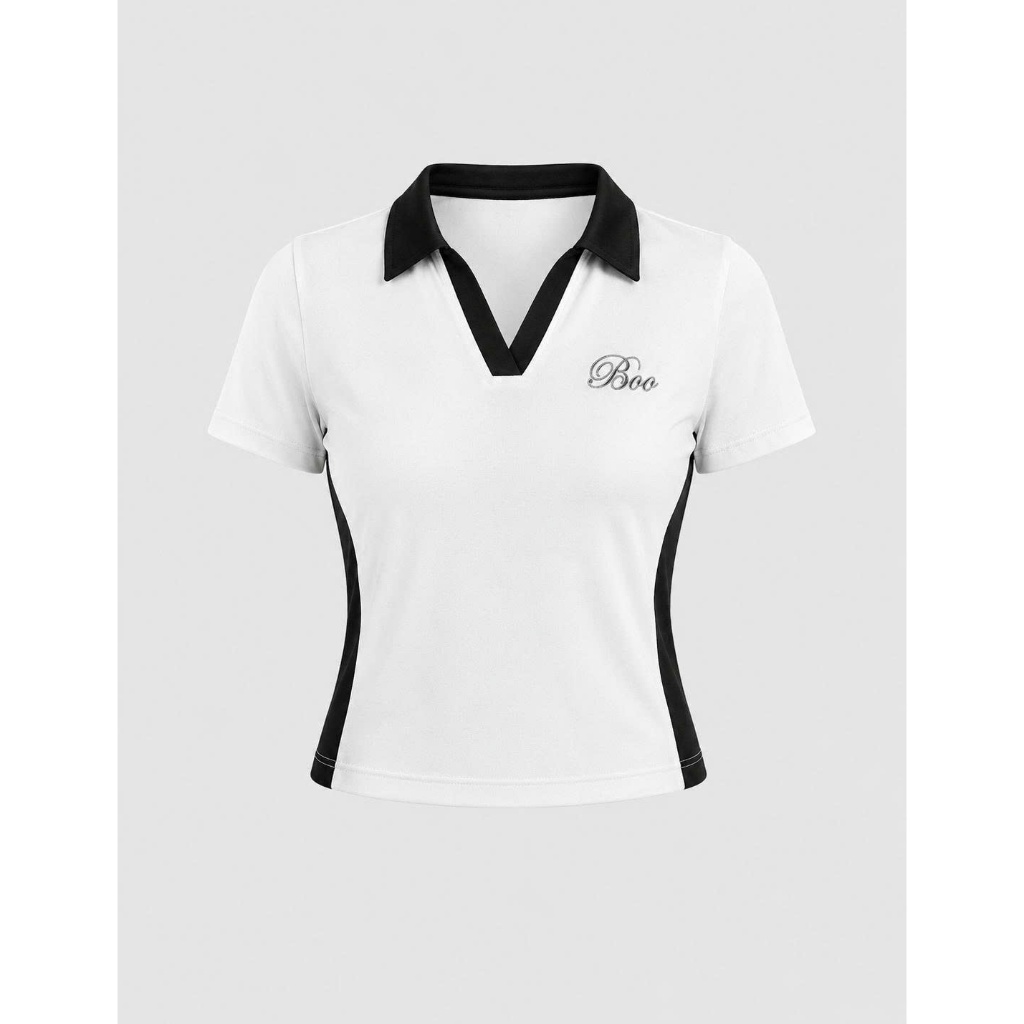 Áo Polo BOO SS Babytop Nữ Can Phối Thêu Logo Chất Liệu Thoáng Mát, Cao Cấp Form Dáng Vừa Vặn
