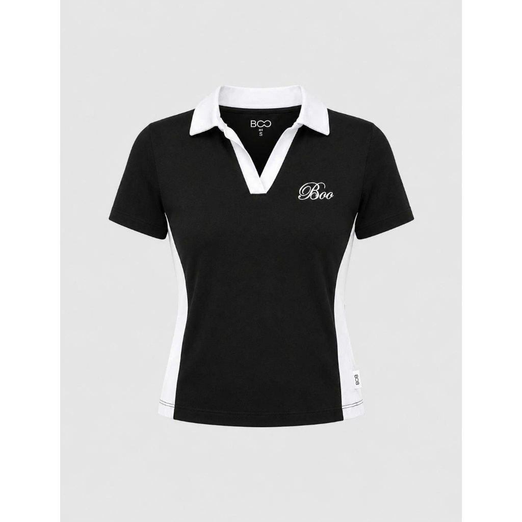 Áo Polo BOO SS Babytop Nữ Can Phối Thêu Logo Chất Liệu Thoáng Mát, Cao Cấp Form Dáng Vừa Vặn