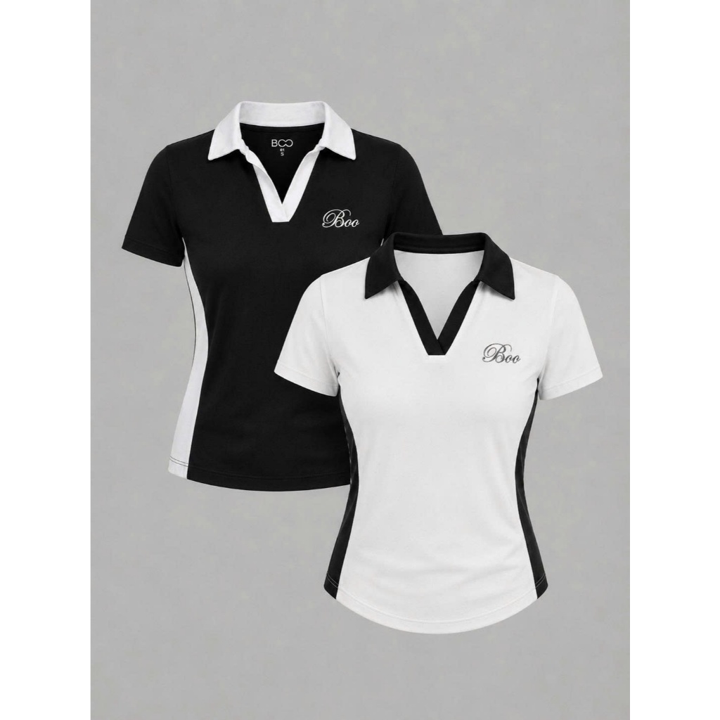 Áo Polo BOO SS Babytop Nữ Can Phối Thêu Logo Chất Liệu Thoáng Mát, Cao Cấp Form Dáng Vừa Vặn