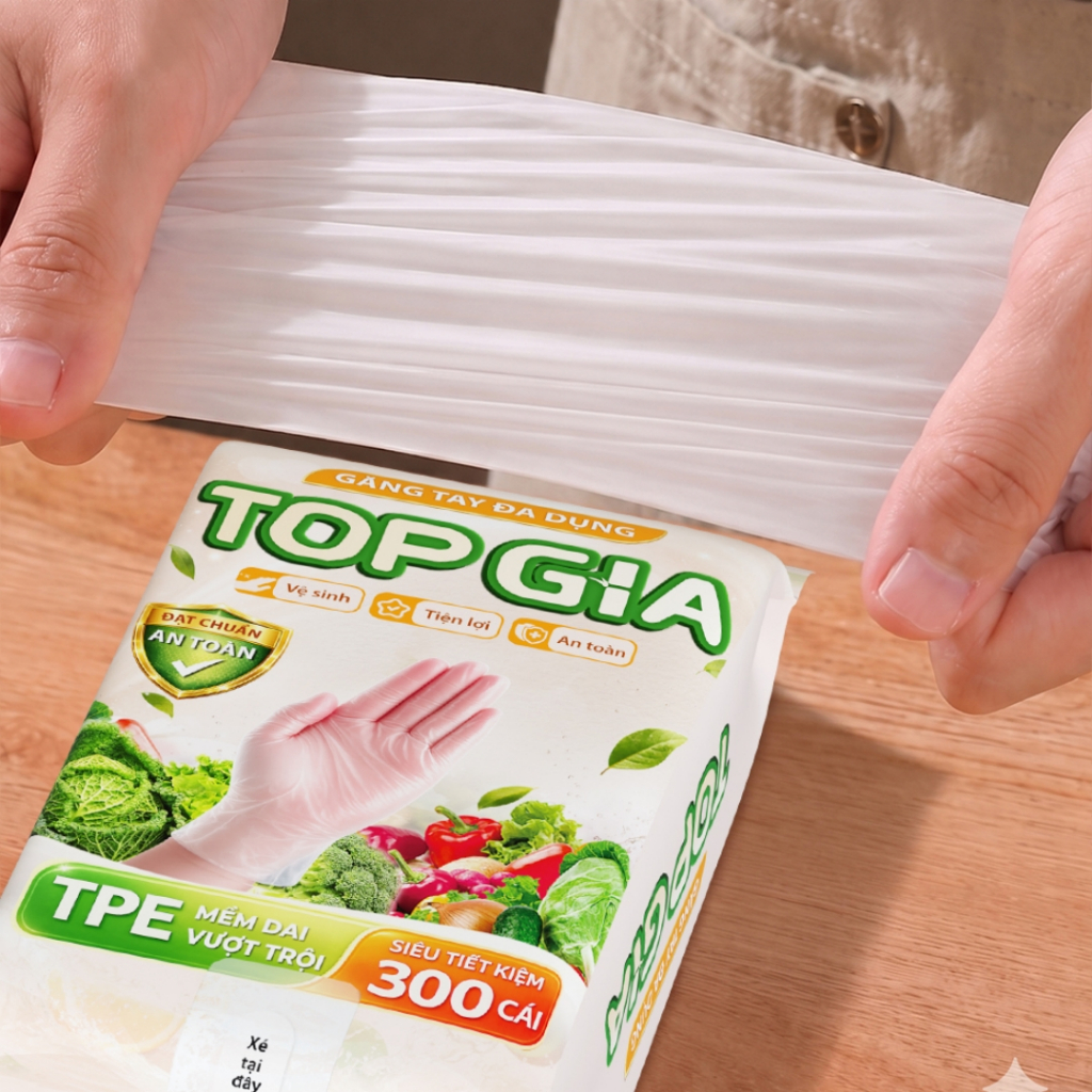 (300 CÁI) Găng Tay Đa Dụng TPE TOPGIA Dạng Rút Treo Tường, Kèm Móc Treo, An Toàn Vệ Sinh