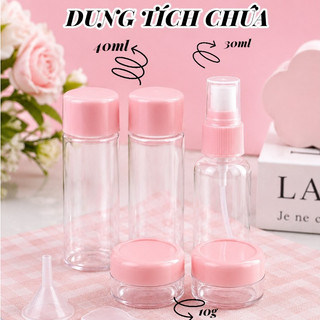 Bộ Chiết Mỹ Phẩm Du Lịch 8 Món Mini | Chai Lọ 10g 30ml 50ml | Túi Zip Trong Suốt Tiện Mang Máy Bay