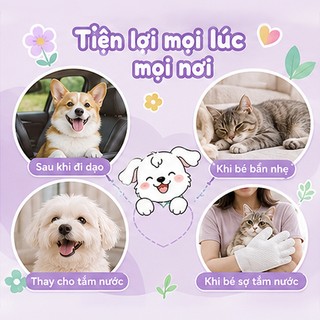 Tushie Treats Găng Tay Lau Mắt Cho Chó Mèo (Gói 7 Cái), Vệ Sinh Vết Ố & Gỉ Mắt Thú Cưng Không Cồn, Dịu Nhẹ An Toàn
