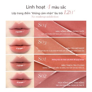 [KOL] Combo 2 Son Bóng Dạng Lỏng Mooekiss Tint Bóng Căng Mọng Môi Dưỡng Ẩm Giữ Màu Lâu Trôi 12H Chính Hãng S01