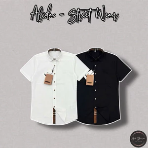⚡️[Hight Quality] Áo Sơ Mi Trắng Đen Ngắn Tay Bu1 Shirts - Điềm Nhấn Check Kẻ Cổ Và Tay Cao Cấp