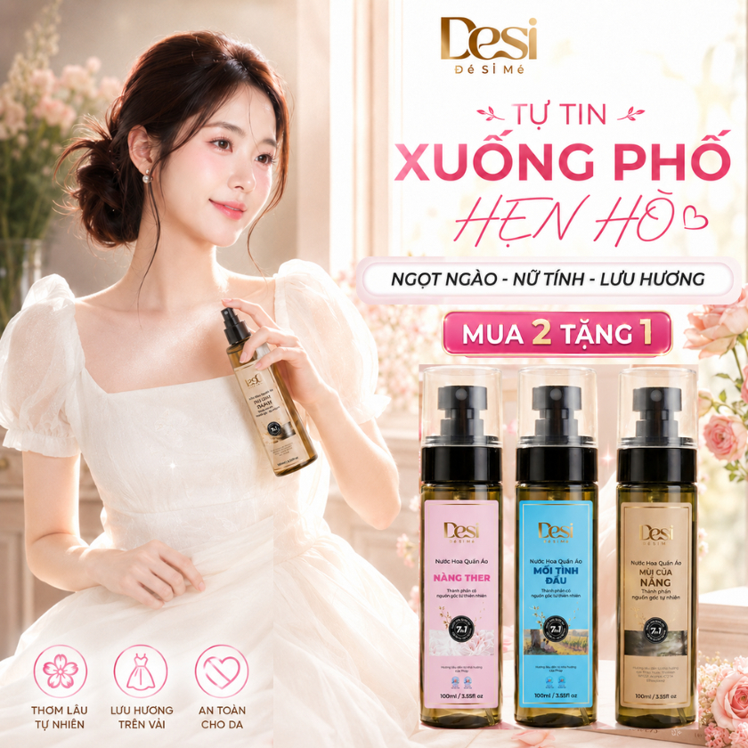 Nước Hoa Nữ Dành Cho Quần Áo Desi 100ml, Xịt Thơm Quần Áo Nữ Lưu Hương Lâu, Thơm Dịu Nhẹ Tự Tin Hẹn Hò