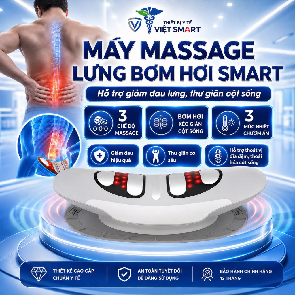 Máy Massage Lưng Cổ Vai Gáy Bơm Hơi Kéo Dãn Cột Sống, Xung Điện EMS Thoát Vị Đĩa Đệm, Vẹo Cột Sống