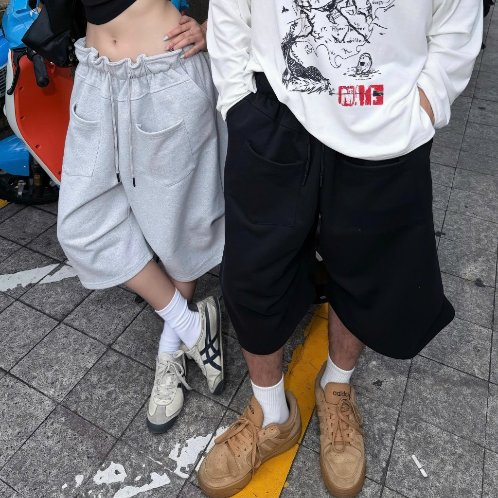 Quần Short Dây Nỉ Chân Cua Ống Rộng Unisex Nam Nữ_SSSTore.Aesthetic Women Ong Pants