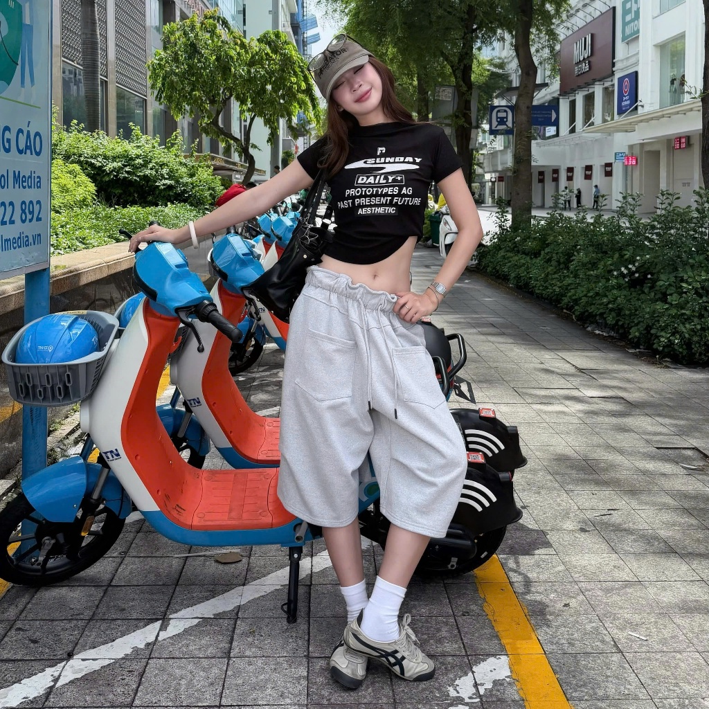 Quần Short Dây Nỉ Chân Cua Ống Rộng Unisex Nam Nữ_SSSTore.Aesthetic Women Ong Pants