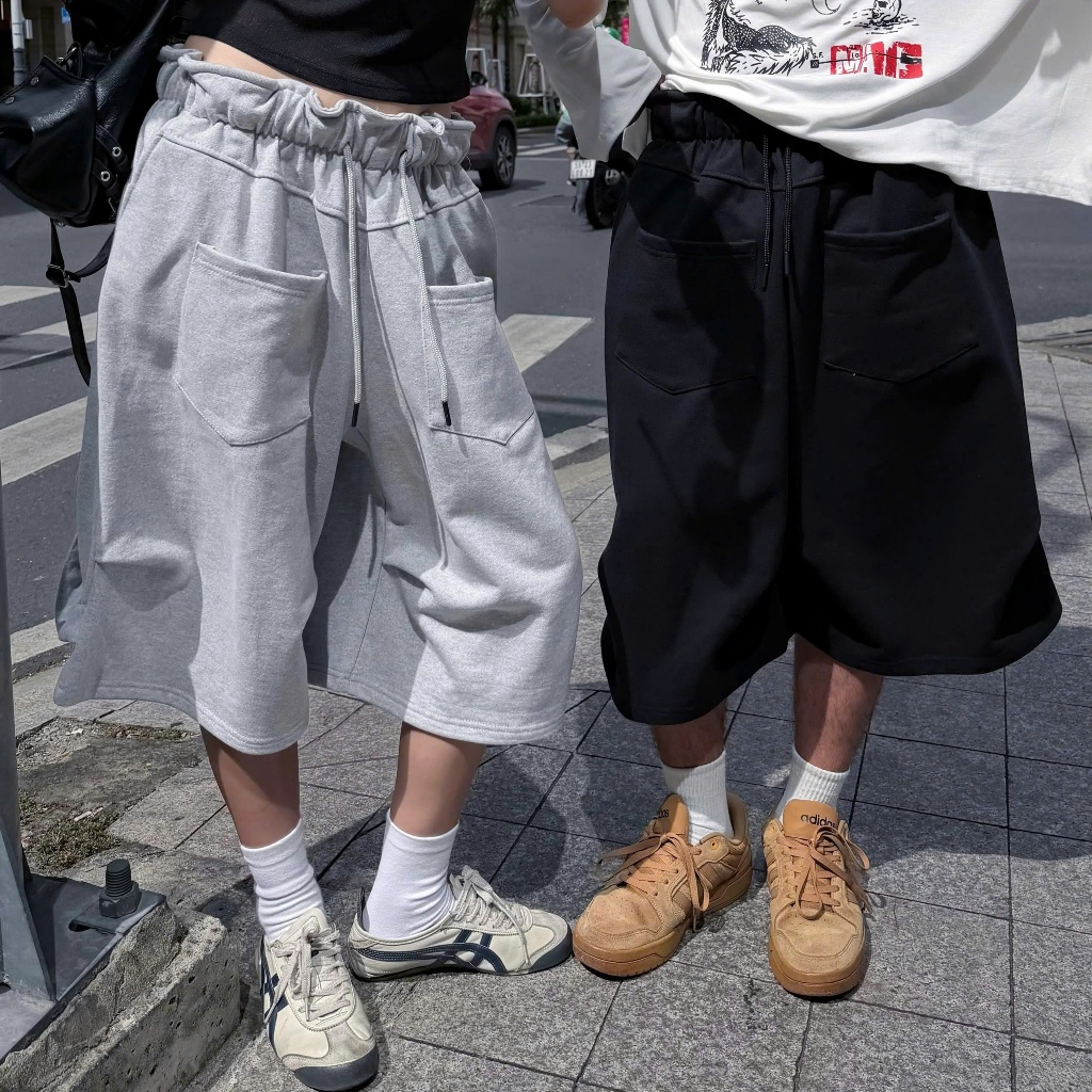 Quần Short Dây Nỉ Chân Cua Ống Rộng Unisex Nam Nữ_SSSTore.Aesthetic Women Ong Pants
