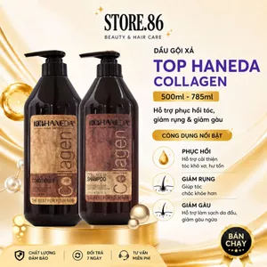 Cặp gội xả TOP HANEDA COLLAGEN 500ml – 785ml / ( chai) giúp phục hồi tóc giảm rụng tóc, giảm gàu