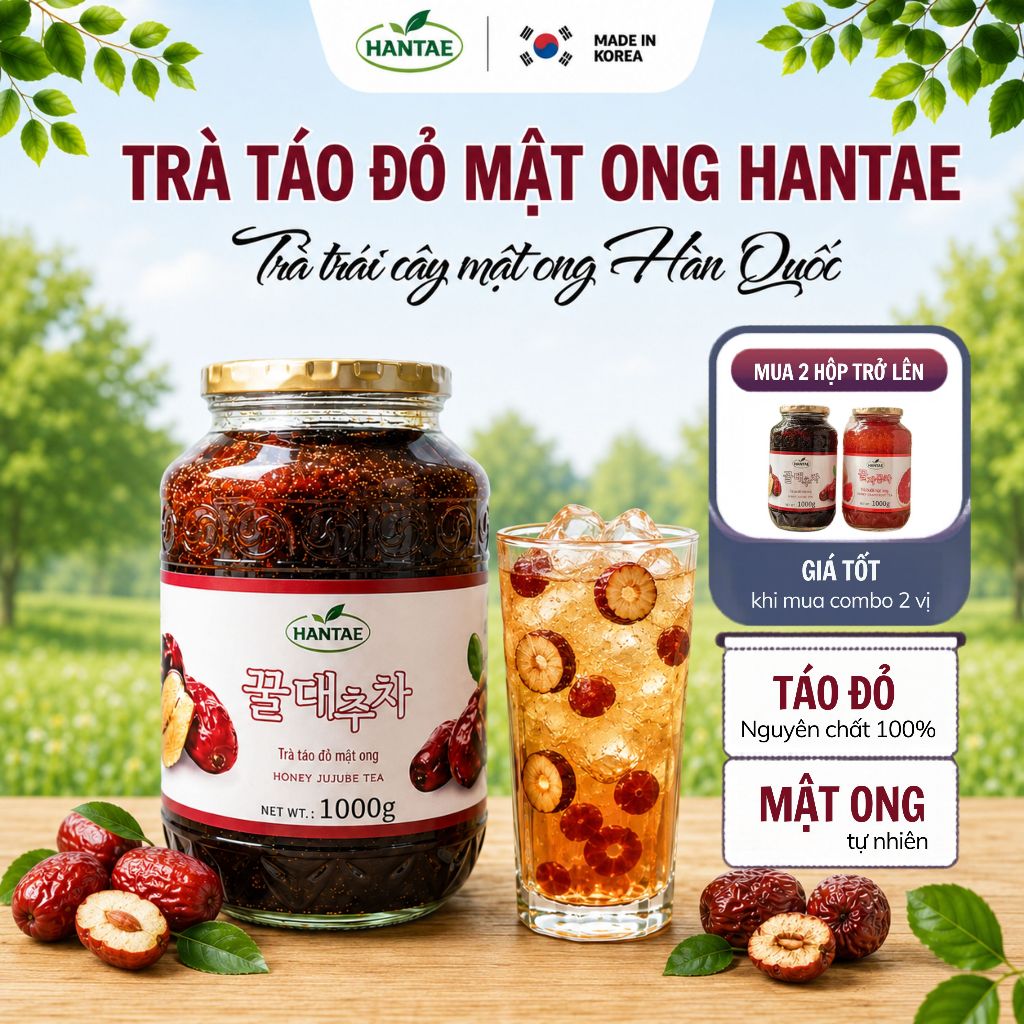 Trà Táo Đỏ Mật Ong Hantae ( 1kg x 12 lọ/ thùng)
