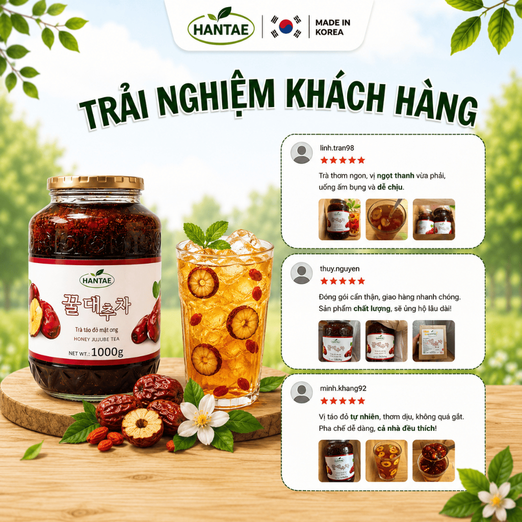 Trà Táo Đỏ Mật Ong Hantae ( 1kg x 12 lọ/ thùng)