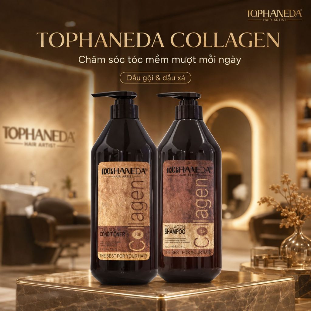 Dầu Gội Xả TOP HANEDA COLLAGEN 500ml - 785ml | Sạch Thoáng Da Đầu, Tóc Mềm Mượt Bóng Khỏe