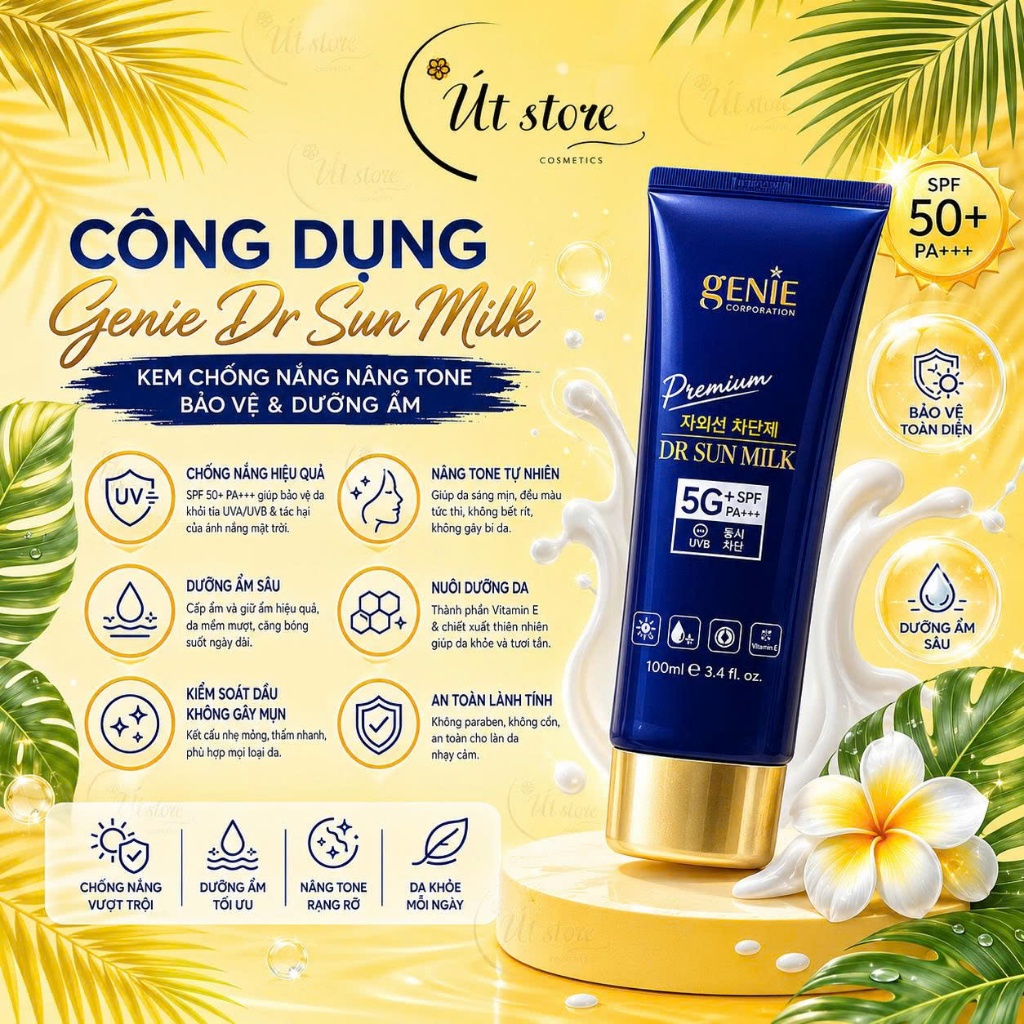 Kem Chống Nắng Genie Dr Sun Milk UV Premium Hàn Quốc 100ml