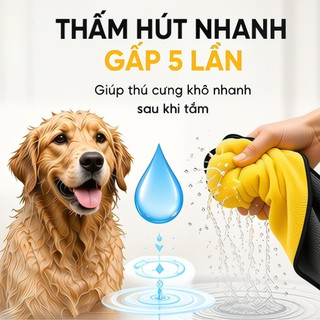 Khăn tắm cho thú cưng thấm hút siêu tốc, lau khô ngay, thiết kế 2 mặt. Phù hợp cho chó mèo mọi kích cỡ