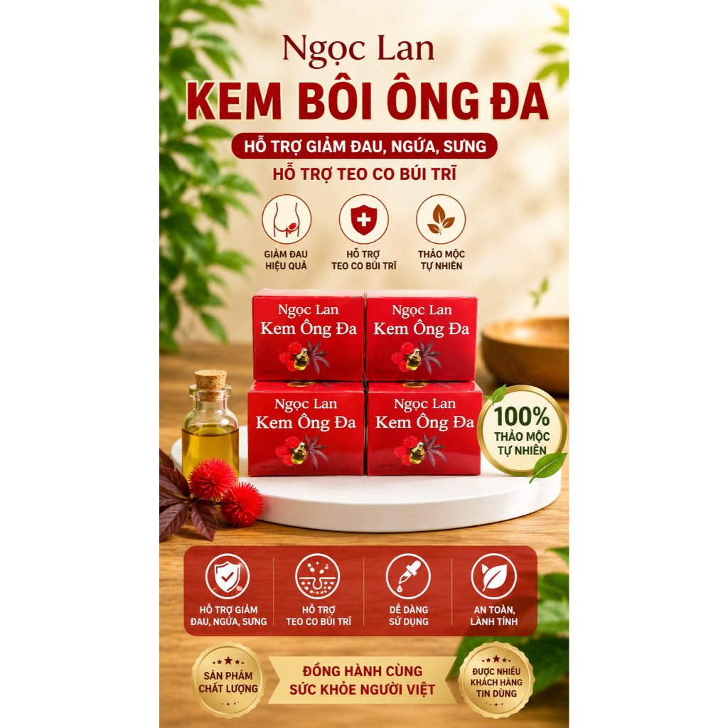 Cao bôi trĩ cây thầu dầu tía Ông Đa 1 hộp sử dụng 30 ngày đến 40 ngày.