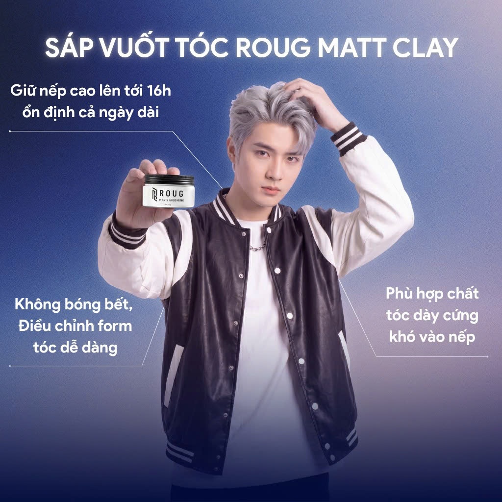 [VERSION 4] Sáp vuốt tóc Roug Matt Clay - Roug Trắng cho tóc dày, Giữ nếp tới 16h, Không bết dính