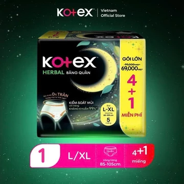 Combo 2 Băng Vệ Sinh Kotex Băng quần Thảo Dược cỡ M/L L/XL (4+1 Miếng)
