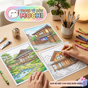 Bộ 50 tranh tô màu Mochi tranh tô màu chủ đề quan cảnh thiên nhiên giấy tô màu giảm stress (T08)