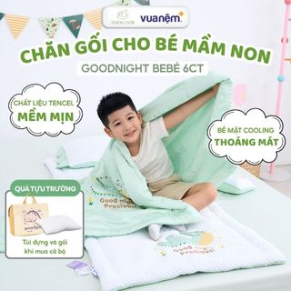 Chăn gối cho bé mầm non 6CT Vua Nệm Goodnight Bebe, Gối ngủ, chăn hè cho bé Tencel thoáng mát mùa hè