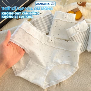 Quần Lót Nữ Cotton Đáy May 2 Lớp Kháng Khuẩn, Quần Chip Nữ Cạp Vừa Đính Item Dễ Thương ZANABRA L6444