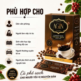 Cà Phê Đen Hòa Tan AGIN Đậm Vị Cà Phê Arabica Tây Bắc Hộp 15 Gói Cà Phê Hải An