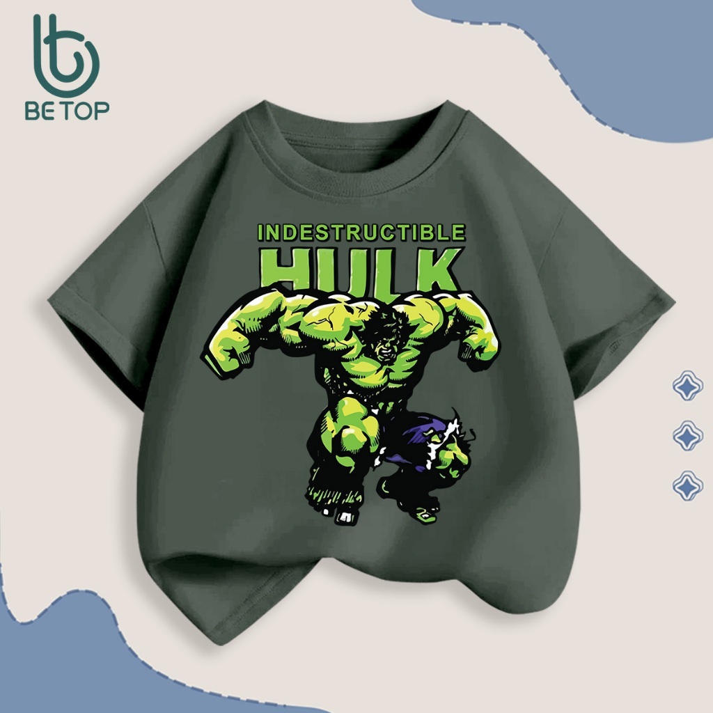 Áo Thun Bé Trai HULK BETOP, Áo Phông Siêu Anh Hùng Cotton Mềm Mát, Thiết Kế Thể Thao Cho Bé 12-45kg