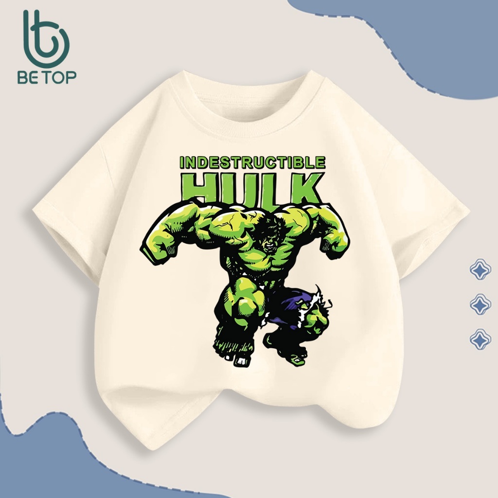 Áo Thun Bé Trai HULK BETOP, Áo Phông Siêu Anh Hùng Cotton Mềm Mát, Thiết Kế Thể Thao Cho Bé 12-45kg