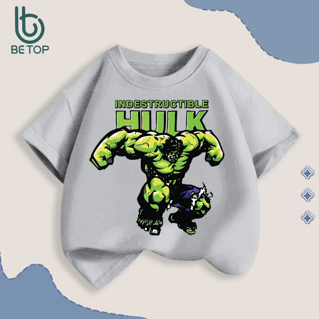 Áo Thun Bé Trai HULK BETOP, Áo Phông Siêu Anh Hùng Cotton Mềm Mát, Thiết Kế Thể Thao Cho Bé 12-45kg