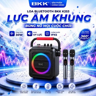 🔈Loa Bluetooth K253 Xách Tay kèm 2 mic hát Karaoke, có remote, Led RGB, điều chỉnh Bass Mic Echo...