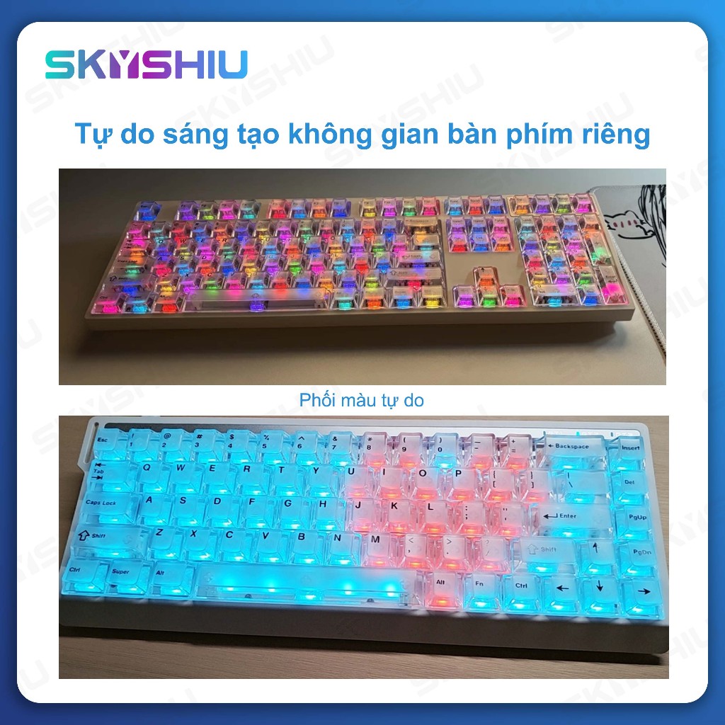 SKYSHIU Keycap Trong Suốt Nhám Mờ Mặt Trên – Cạnh Hông Xuyên LED, Tương Thích Mọi Bàn Phím Cơ | BigBuy360 - bigbuy360.vn