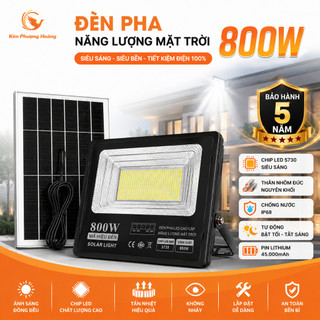 Đèn Pha Năng Lượng Mặt Trời 800W Rời Thể Chip LED 5730 Siêu Sáng Chống Nước IP68 Bảo Hành 5 Năm