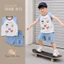 Bộ ba lỗ tanktop puppy năng động cho bé trai, bộ ba lỗ cánh rơi áo cotton phối quần bò cho bé