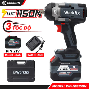 Máy Siết Bu Lông Workfix WF-IW1150N 1150Nm Không Chổi Than 1/2 Inch 21V Dùng Pin Chính Hãng