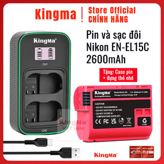 Kingma EN-EL15C 2600mAh | Pin và sạc máy ảnh Nikon ZR Z63 Z52 Zf Z8 Z5 Z6 Z7 Z6iii V1 D500 D600 D800 D7000 el15 el15c