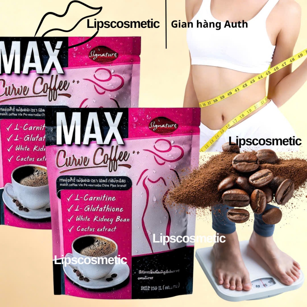 Bột cà phê pha uống MAX CURVE COFFEE thơm ngon đậm vị Thái lan 10 gói túi dáng đẹp