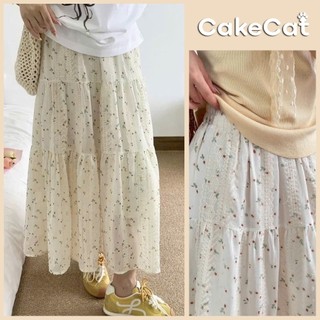 Chân Váy Midi Dài Xếp Tầng Hoa Nhí Phối Ren Leis Maxi Lưng Chun Dáng Xòe Đi Chơi - Cakecat