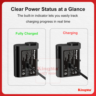 Kingma EN-EL15C 2600mAh Type-C | Pin dung lượng cao Nikon ZR Z63 Z52 Zf Z8 Z5 Z6 Z7 Z6iii V1 D500 D600 D800 el15 el15c