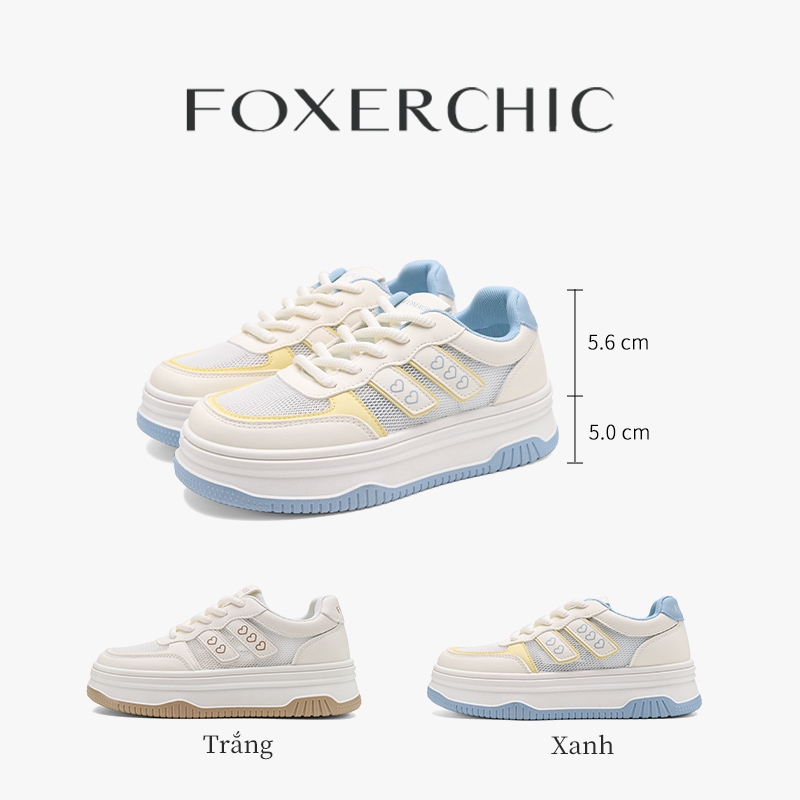 FOXERCHIC Giày Thể Thao Nữ Vật Liệu Mặt Lưới Thông Khí Chỉ Nặng 400g Nền Dày Tăng 5 cm