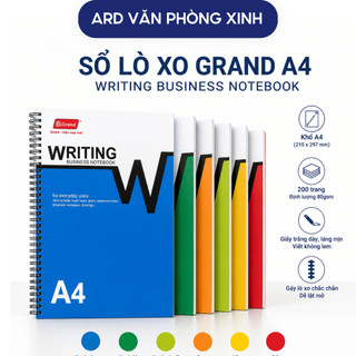 Sổ lò xo Grand A4 200 trang giấy 80gsm, sổ ghi chép học tập văn phòng màu ngẫu nhiên