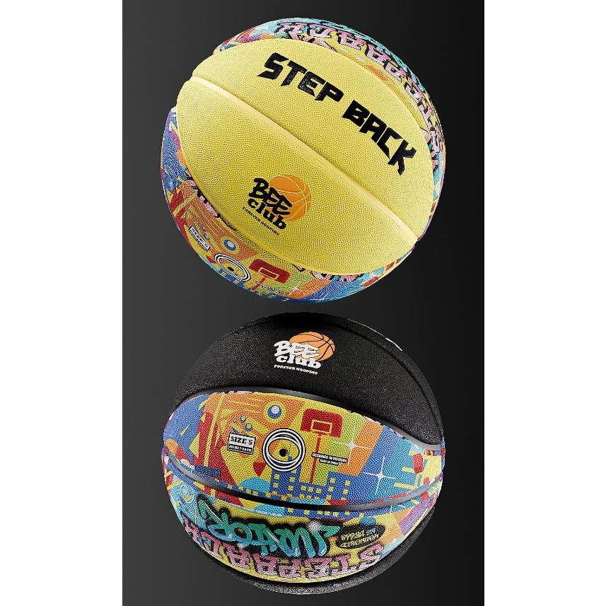 Bóng rổ Newbee Stepback trẻ em size 5,6 màu đen da PU chất lượng cao cho indoor/outdoor