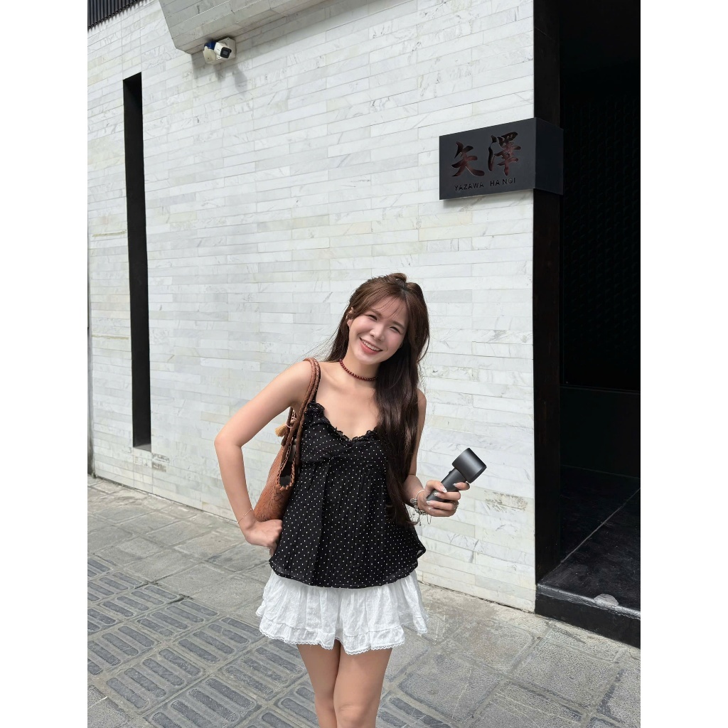 Emma Top (TSW) Áo 2 dây voan chấm bi viền bèo Nữ the.sweaterweather