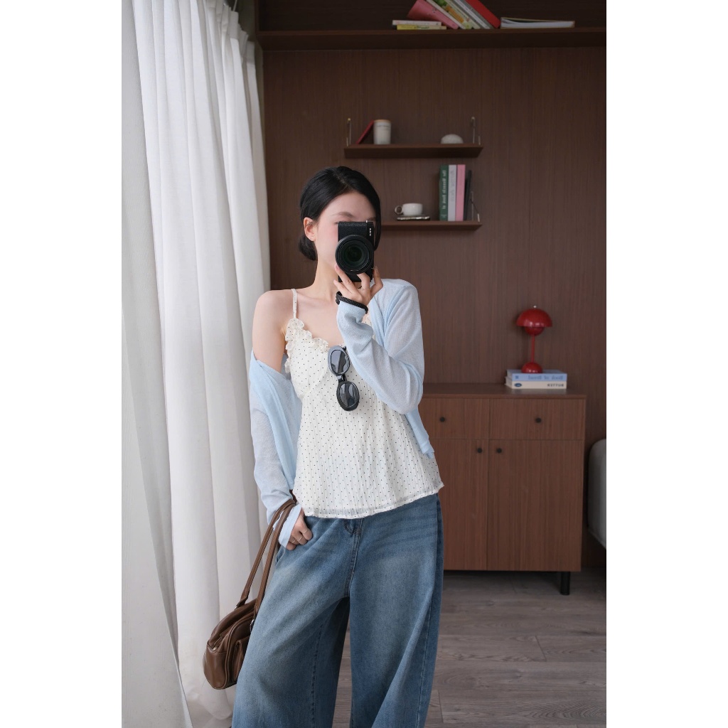 Emma Top (TSW) Áo 2 dây voan chấm bi viền bèo Nữ the.sweaterweather