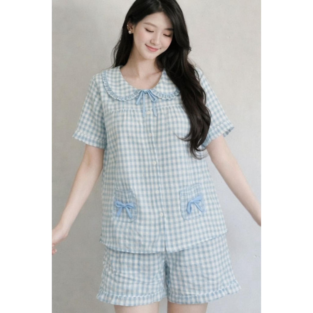 Đồ Bộ Nữ Tiểu Thư Bigsize Đồ Bộ Mặc Nhà Quần Đùi Đũi Caro Nhung Mặc Ngủ Mặc Nhà Thoải Mái Set Bộ Đẹp MS477