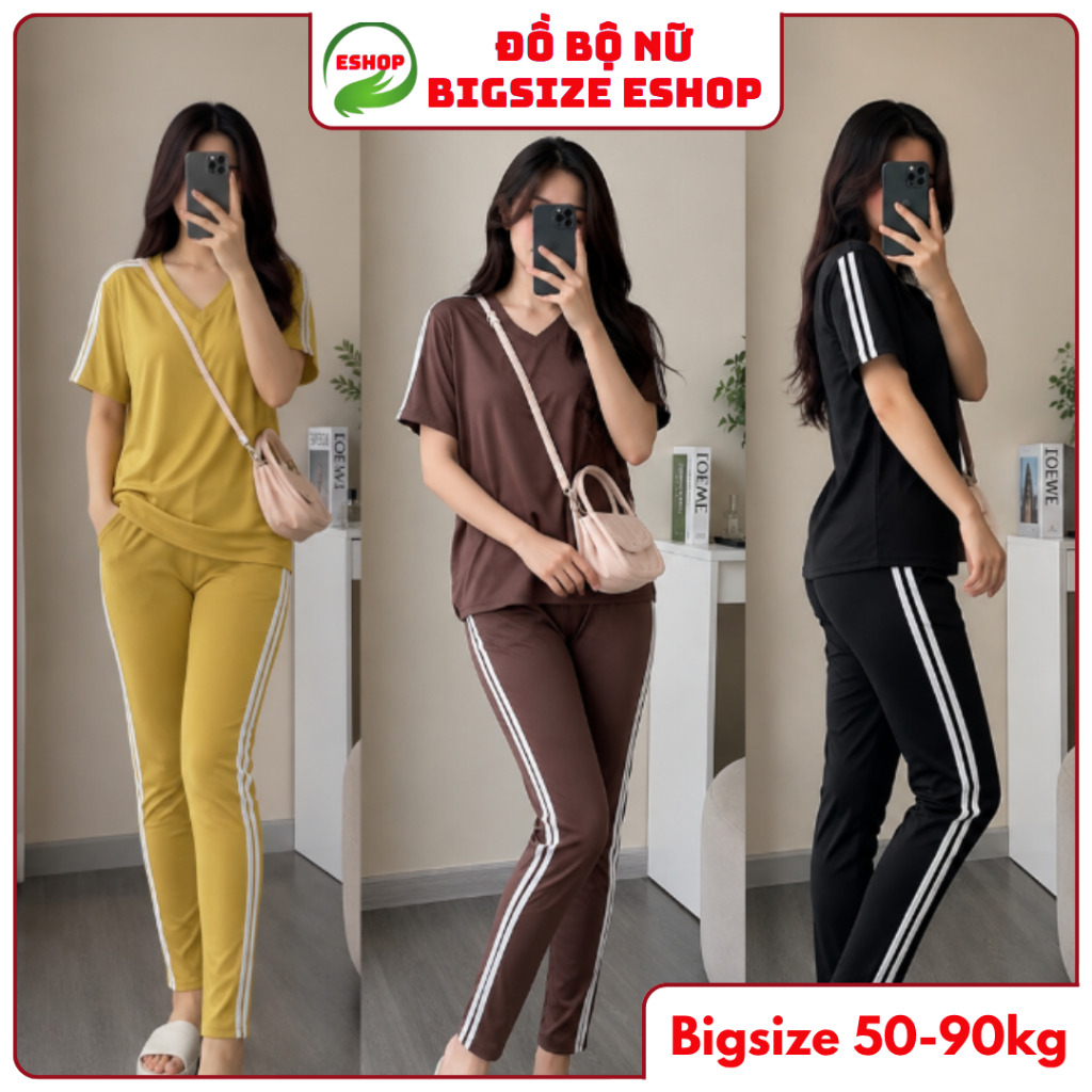 Sẻ Đồ Mặc Nhà Bigsize ESHOP Đồ Mặc Nhà Nữ Đồ Bộ Nữ Quần Dài Áo Tay Ngắn Đẹp Sang Chảnh Dễ Thương GM9