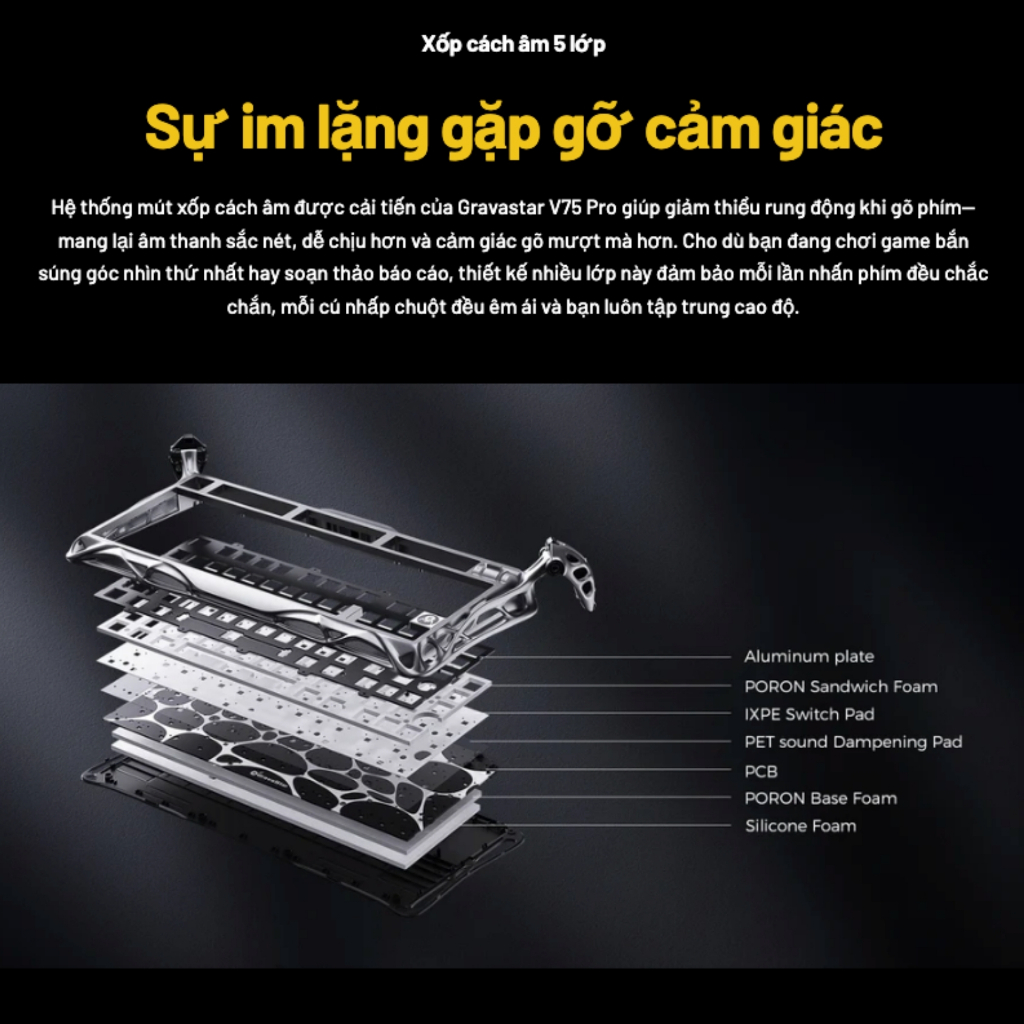 Bàn Phím Cơ GravaStar Mercury V75 Pro Cyberpunk Hall Effect RGB 8000Hz Gaming
